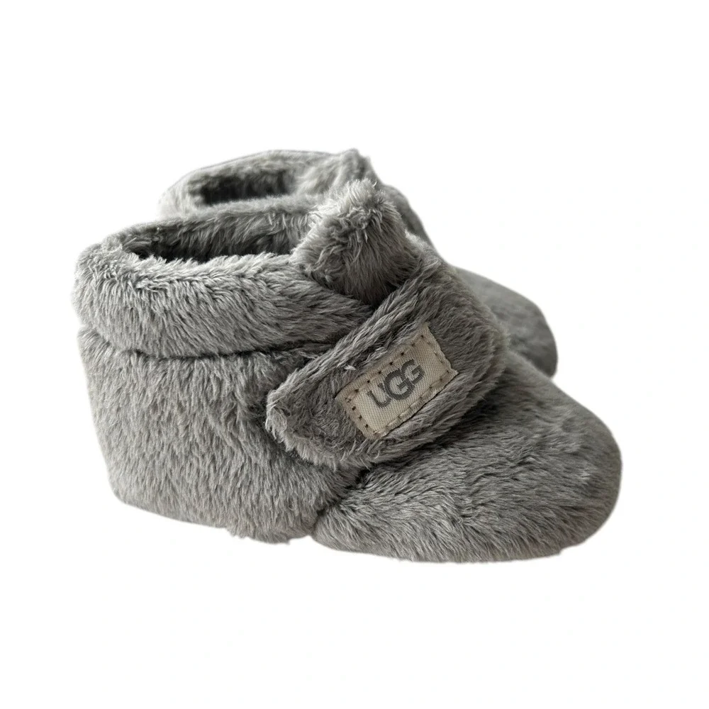 UGG Bixbee Charcoal Grey Faux Fur Infant Booties Slippers 1103497I Size 2/3